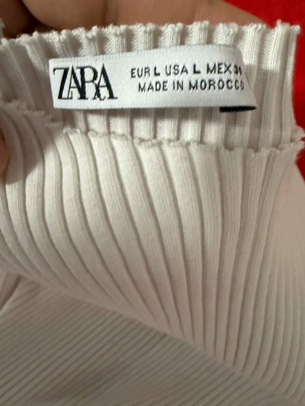 Zara Ivory Ribbed Mock Neck Bubble-Hem Mini Dress - Picture 5 of 6